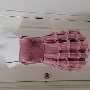 Trixxi Pink Velvet and Tulle Mini Dress